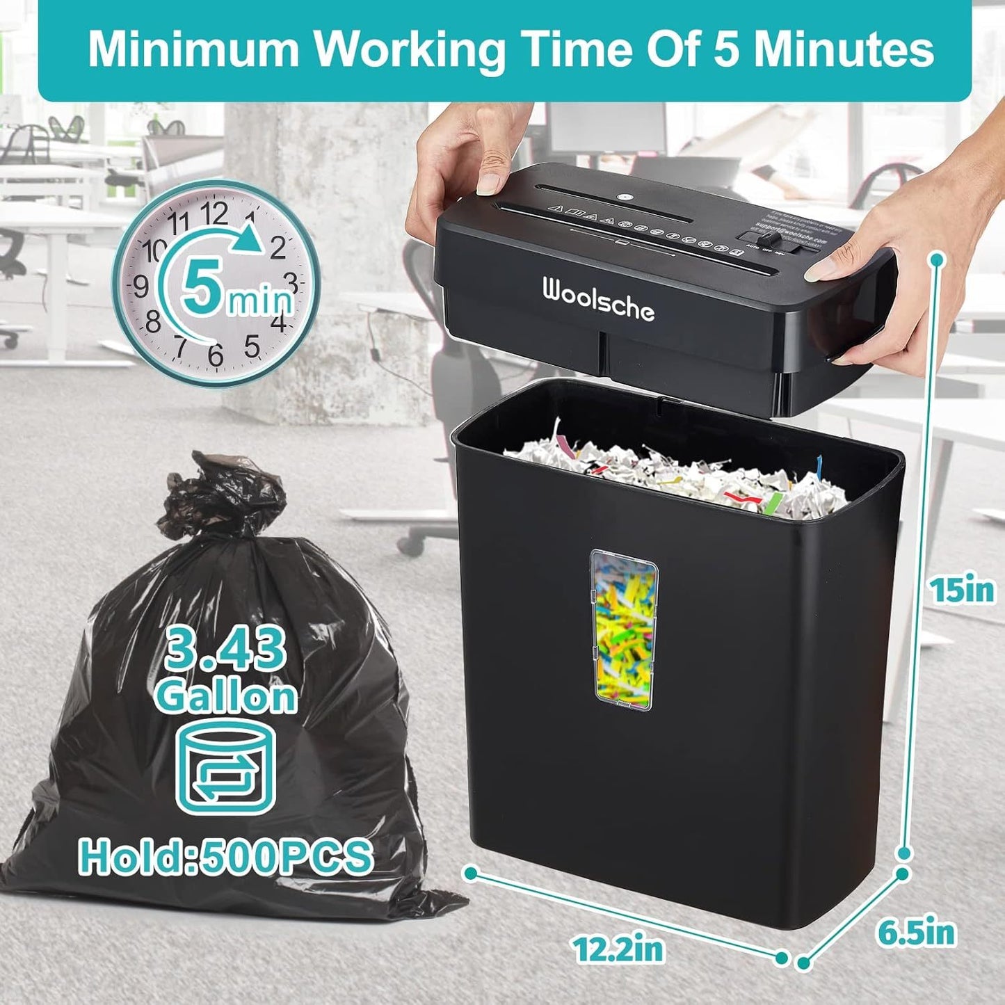 Paper Shredder -10 Sheets Of Paper Cut Horizontally With 3.43 Gallon Paper Basket - P-4 Security Level -3 Mode Designs - Shreds CDs And Credit Cards - Durable, Fast, Anti Paper Jam, Suitable For Home - Enfance-Heureuse