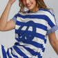 Umgee Peace Applique Striped Short Sleeve Mini Dress