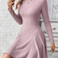 Ribbed Round Neck Long Sleeve Mini Dress - Enfance-Heureuse