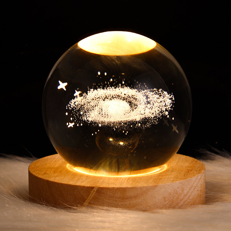 Luminous Starry Sky And Planets Moon Moon Crystal Ball Small Night Lamp Projection Ambience Light Creative Gift New Strange Gift - Enfance-Heureuse