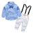 Boys Gentleman Bib Pant Suit Long Sleeve Bow Tie - Enfance-Heureuse