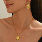 Lxalry 18K Gold Plated Stainless Steel Sun Pendant Necklace And Earrings Set For Women - Elegant Summer Jewelry Gift, Waterproof, Hypoallergenic, Perfect For Birthday, Beach, Wedding, And Daily Wears