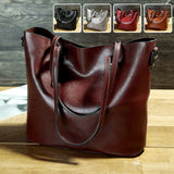 Simple Oil Wax Leather Messenger Shoulder Bags Women's High Capacity Portable Tote Bag - Enfance-Heureuse