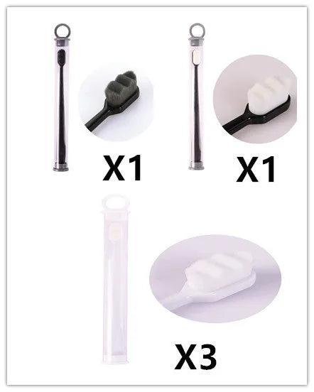 Brosse à dents ultra-fine à poils super doux, brosse de nettoyage en profondeur portable pour outils de soins bucco-dentaires, soins des dents, nettoyage buccal, voyage
