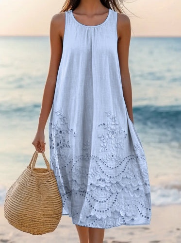 Polyester Short-sleeve One-piece Dress For Women - Enfance-Heureuse