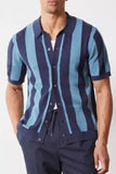 Men's Plus Size Striped Button Down Short Sleeve Shirt - Enfance-Heureuse