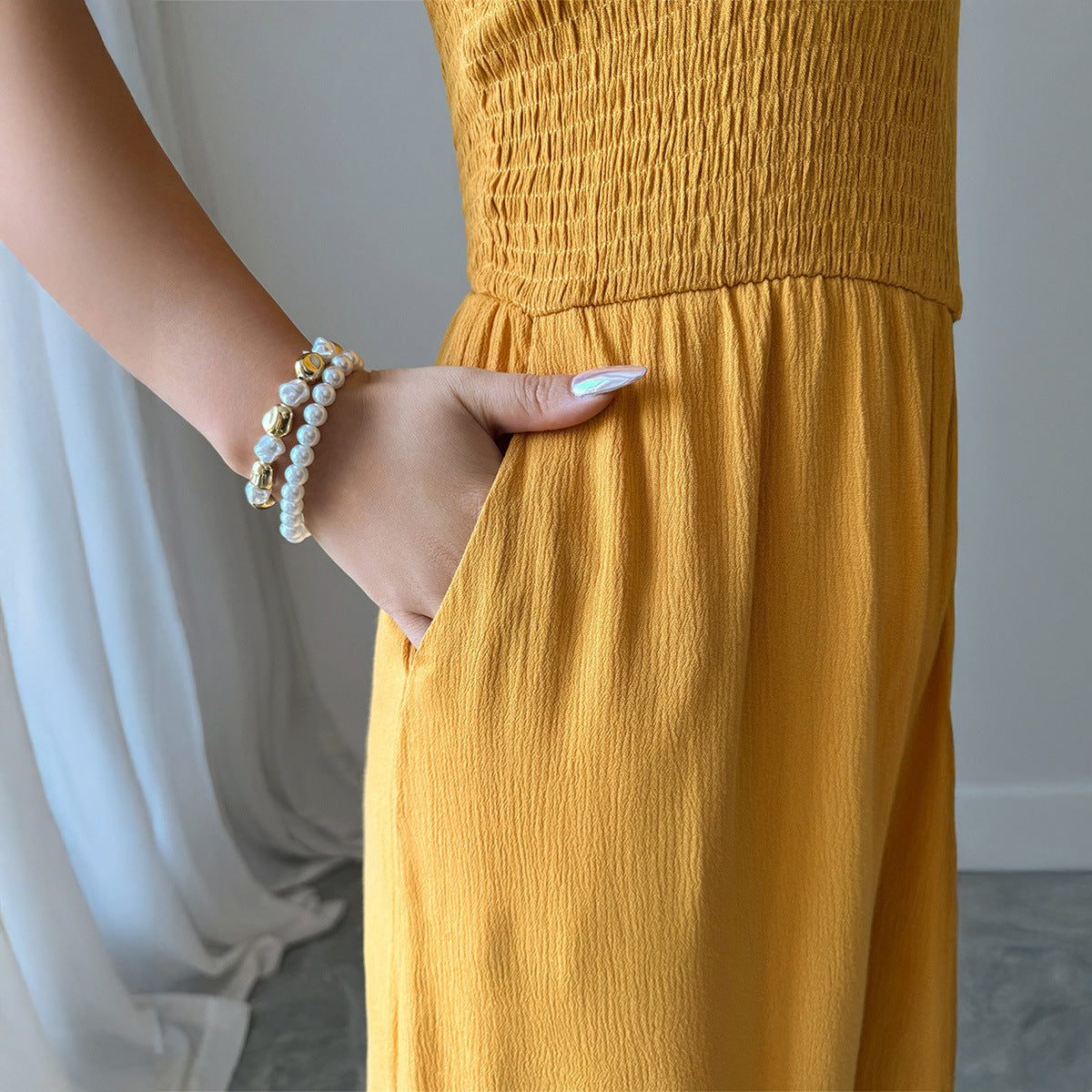 Women's High-grade Simple Camisole High-waist Wide-leg Jumpsuit - Enfance-Heureuse