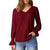 Fashion V-neck Long Sleeve Smocking T-shirt Top Women's Clothing
