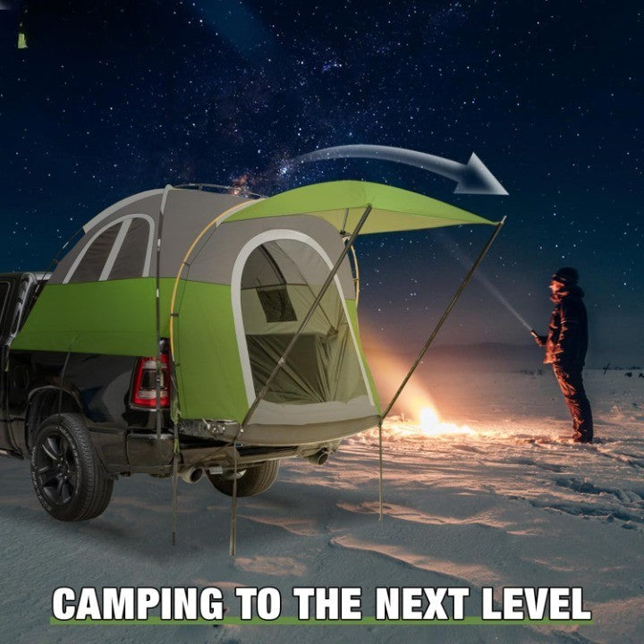 Truck Bed Tent With Awning, Fits 5.5-5.8FT Truck, PU3000mm Waterproof Tailgate Pickup Truck Tents, Easy Set-up For 2 Person, Fits Full Size Short Bed, Chevy, Dodge, Ford, GMC - Enfance-Heureuse