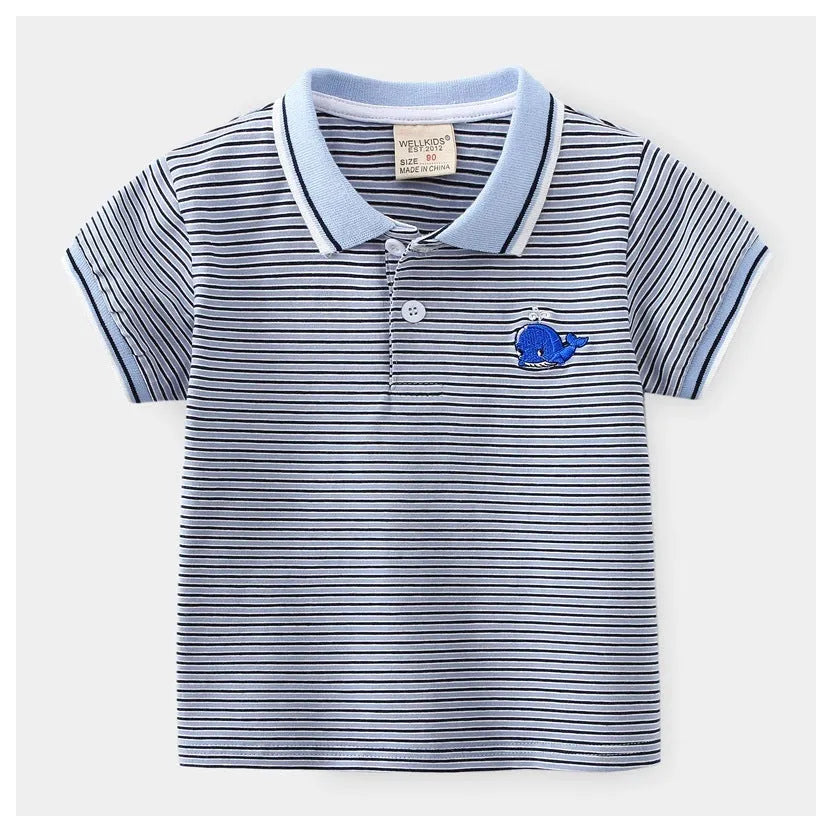 Enfants de Bande Dessinée À Manches Courtes Rayé T-shirt - Enfance-Heureuse