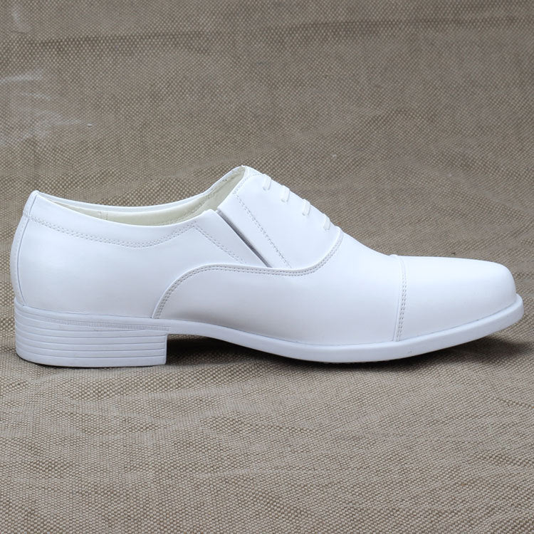 White Mens Formal Low Heel Lace Up Navy Pointed Toe Casual Wedding Shoe Dress Round Toe - Enfance-Heureuse