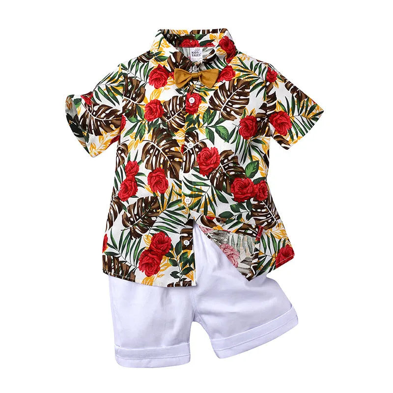 Two-piece boy short sleeve printed shirt - Enfance-Heureuse