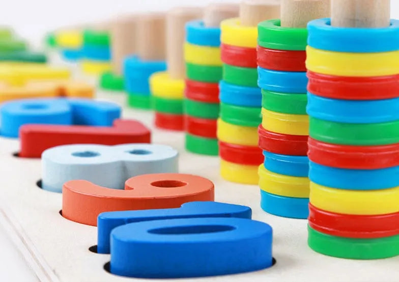 Wooden three-in-one color digital shape logarithmic board - Enfance-Heureuse