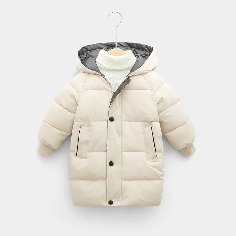 Children's down padded jacket thick mid-length - Enfance-Heureuse