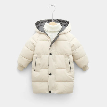 Children's down padded jacket thick mid-length - Enfance-Heureuse
