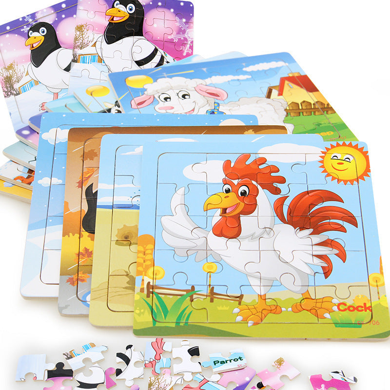 Children's poultry animal wooden puzzle - Enfance-Heureuse