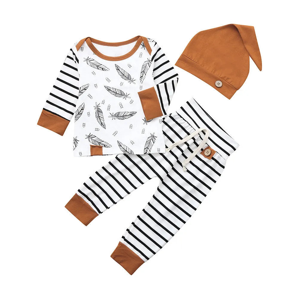 Cotton feather children's clothing 3 piece set - Enfance-Heureuse