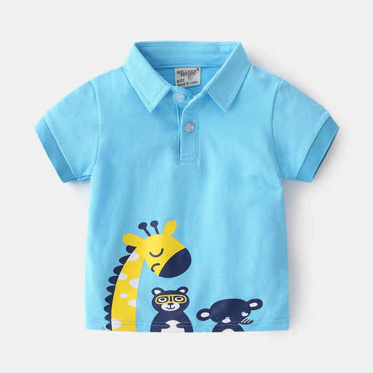 Unhooded Casual Cute Cartoon Animal Boy T Shirt - Enfance-Heureuse