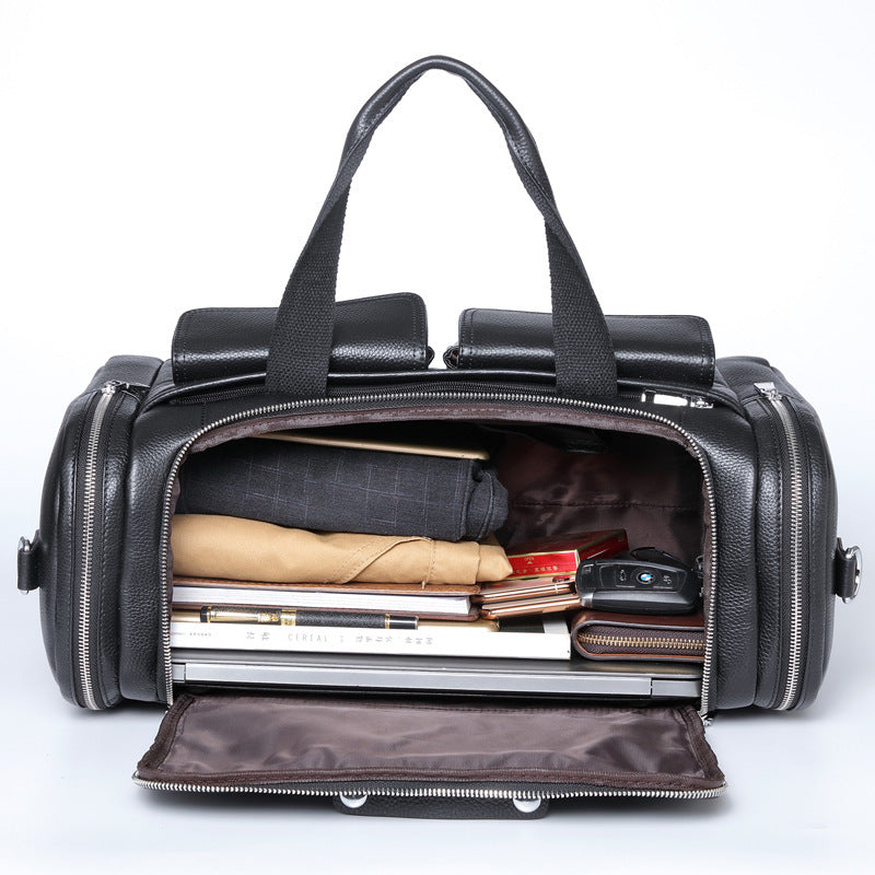 Leather Men's Hand-held Large-capacity Short-distance Travel Bag - Enfance-Heureuse