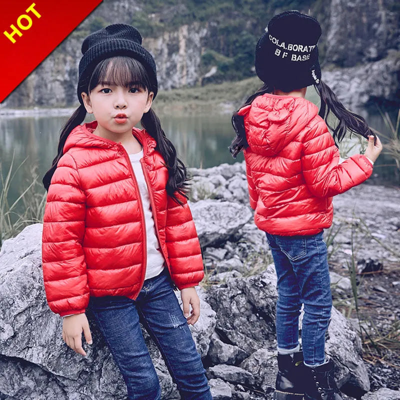 Children's cotton-padded jacket with thin ears down jacket - Enfance-Heureuse