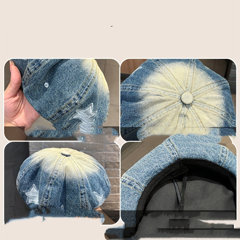 Retro Retro Five-pointed Star Gradient Beret