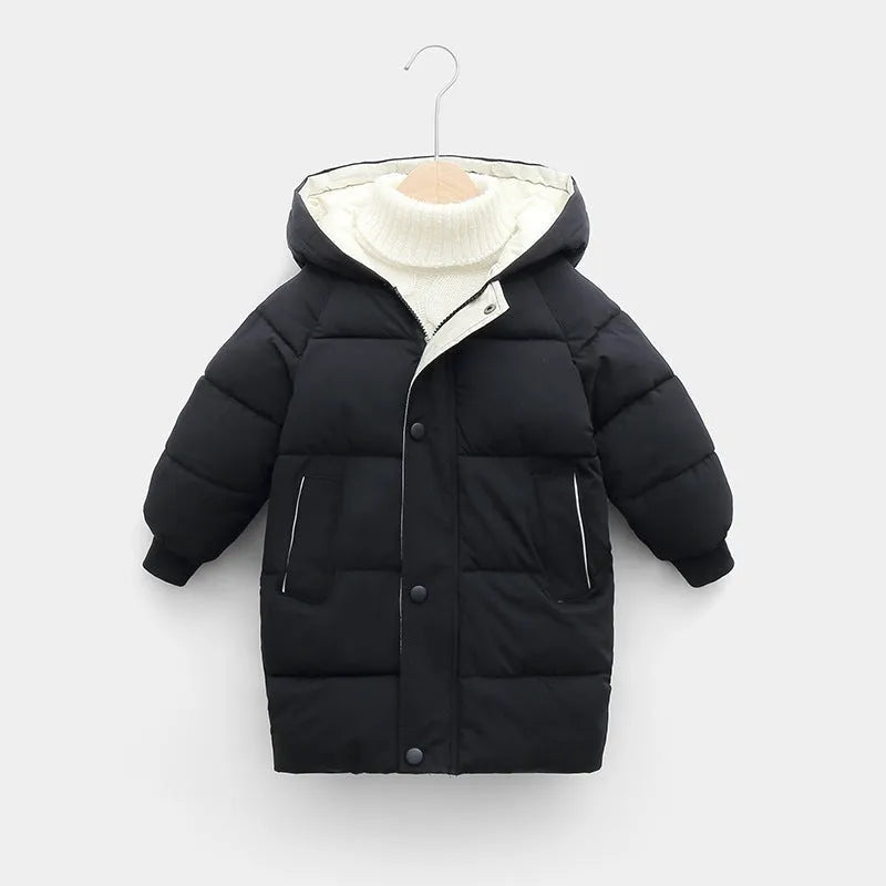 Children's down padded jacket thick mid-length - Enfance-Heureuse