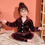 Children's Gold Velvet Solid Color Pajamas Set - Enfance-Heureuse