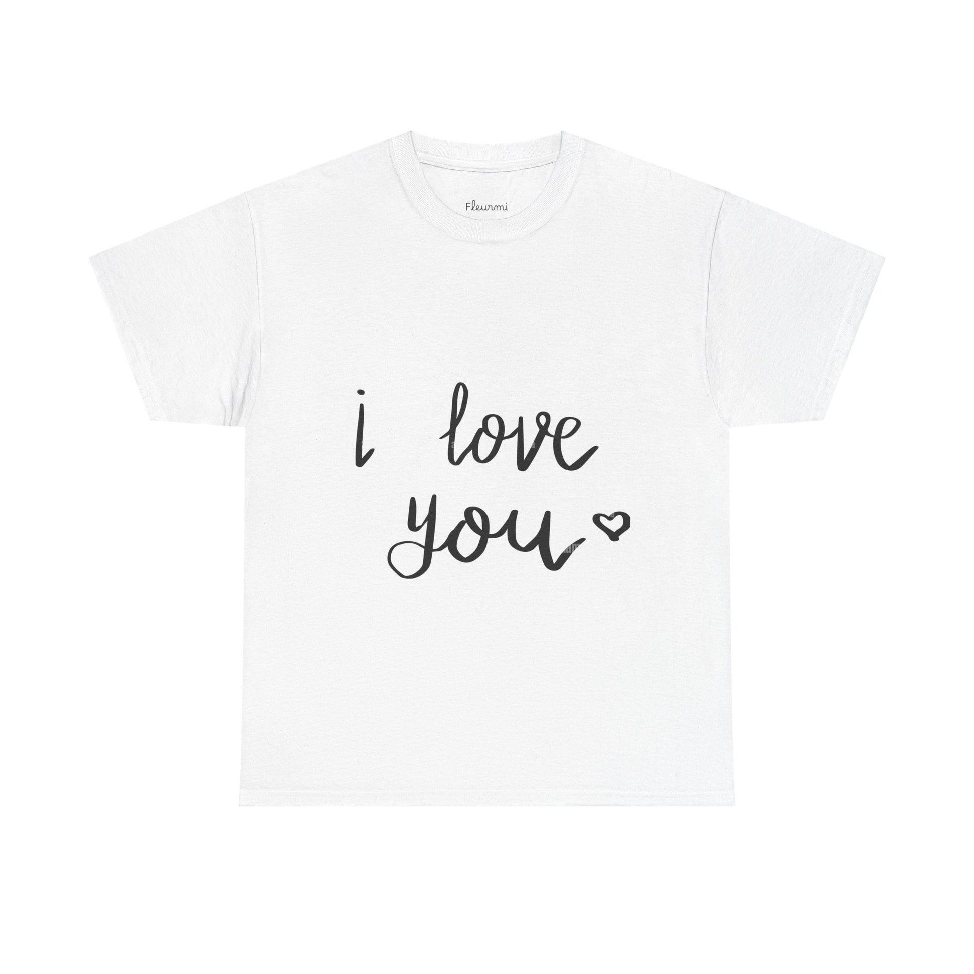 I Love You Unisex Heavy Cotton Tee, Cute Casual Gift, Everyday Wear, Valentine's Day Apparel, Love Quote T-Shirt, Romantic Gift - Enfance-Heureuse