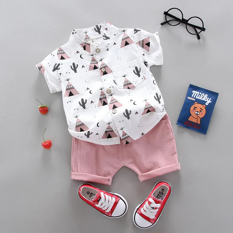 Triangle Short Sleeve Shirt Suit - Enfance-Heureuse