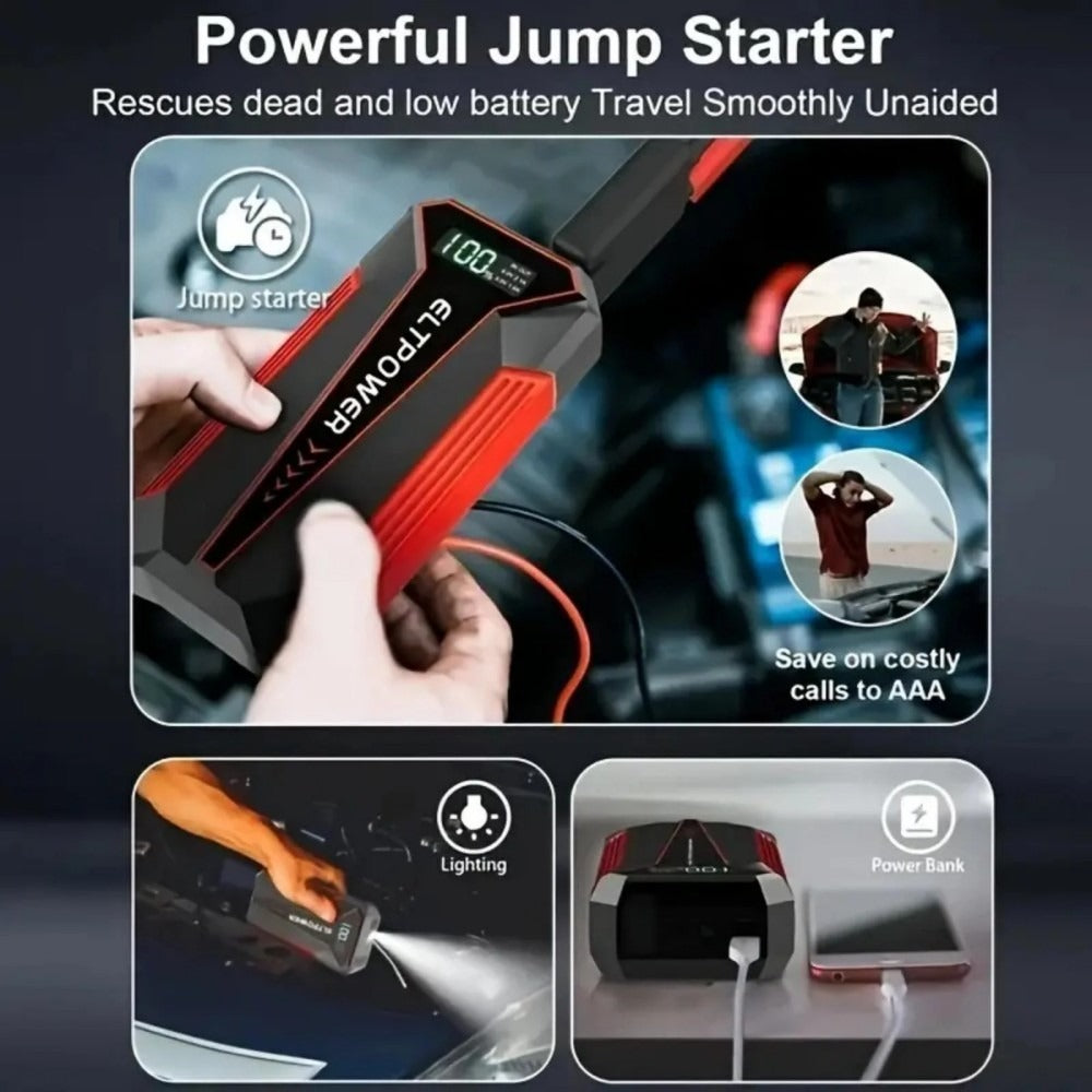 20000 MAh Car Jump Starter Power Supply With Dual USB Fast Charging And Red LED Light. - Enfance-Heureuse