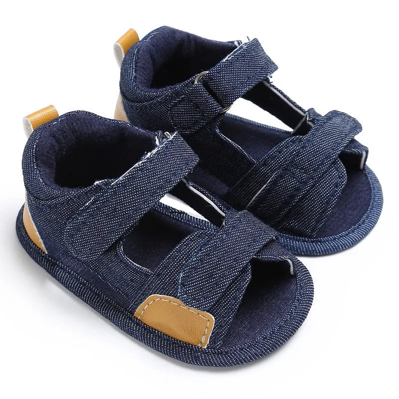 Sandales Velcro en denim pour bébé chaussures pour bébé - Enfance-Heureuse