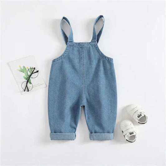 Boys and girls baby denim suspenders trousers - Enfance-Heureuse