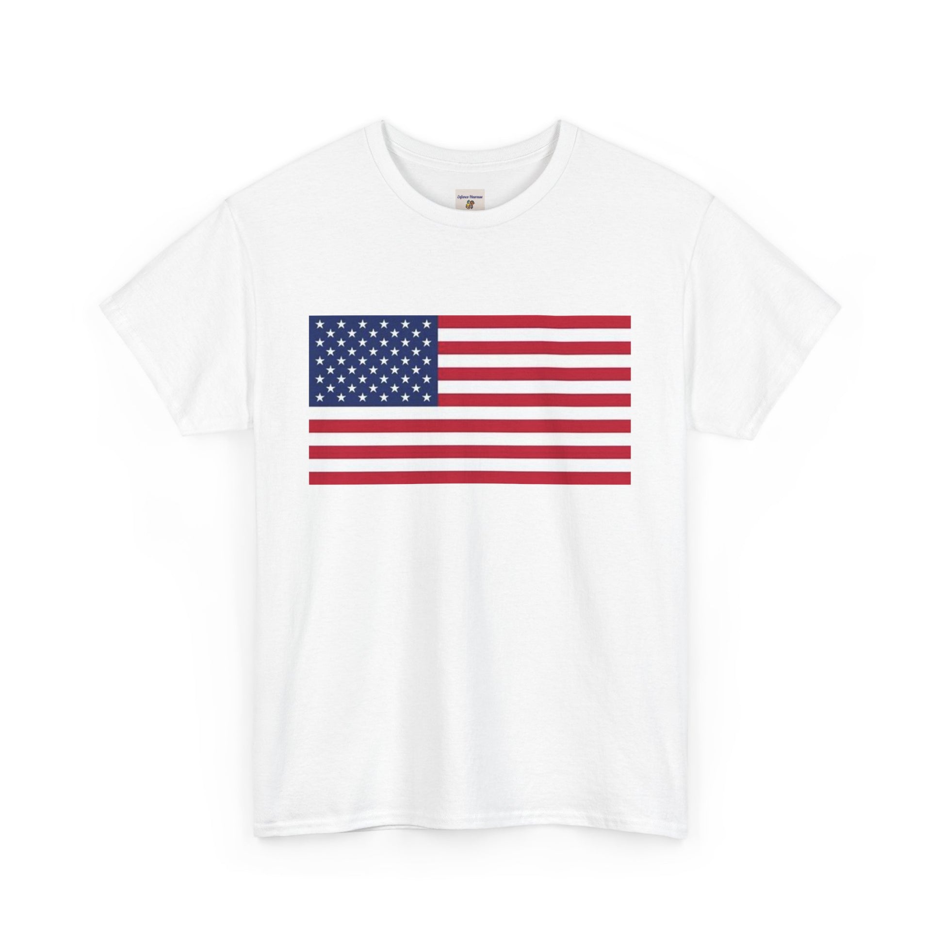 Patriotic Unisex Heavy Cotton Tee - American Flag Design - Enfance-Heureuse