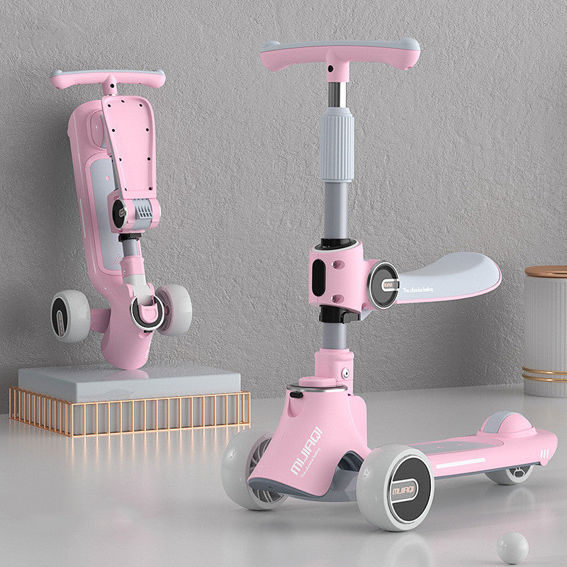 Children's Three-in-one Scooter Can Sit And Slide - Enfance-Heureuse