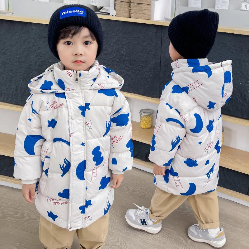 New Style Children's Down Jacket Middle Long Cute Thickened Cotton - Enfance-Heureuse