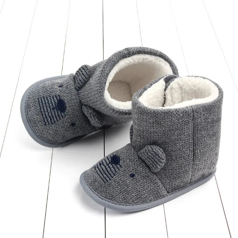 Bébé Laine Chaussures En Coton Chaud, Hiver Chaud Haut-dessus Chaussures - Enfance-Heureuse