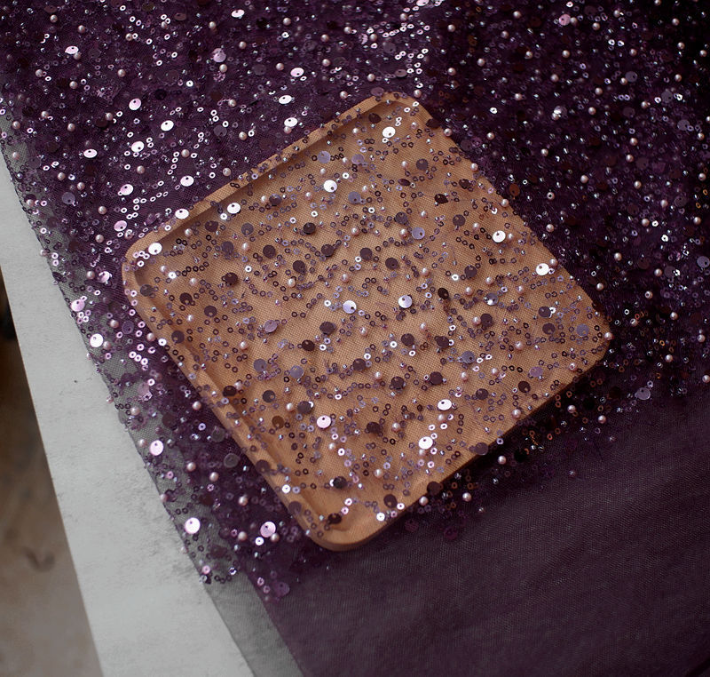 Sequined Pearl Embroidery Lace Asymmetric Single Sleeve Dress - Enfance-Heureuse