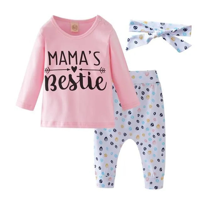 Long Sleeve Baby Girl 3 Pcs Sets - Enfance-Heureuse