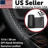 Genuine Leather DIY Car Steering Wheel Cover Anti-slip For Cm Black US - Enfance-Heureuse