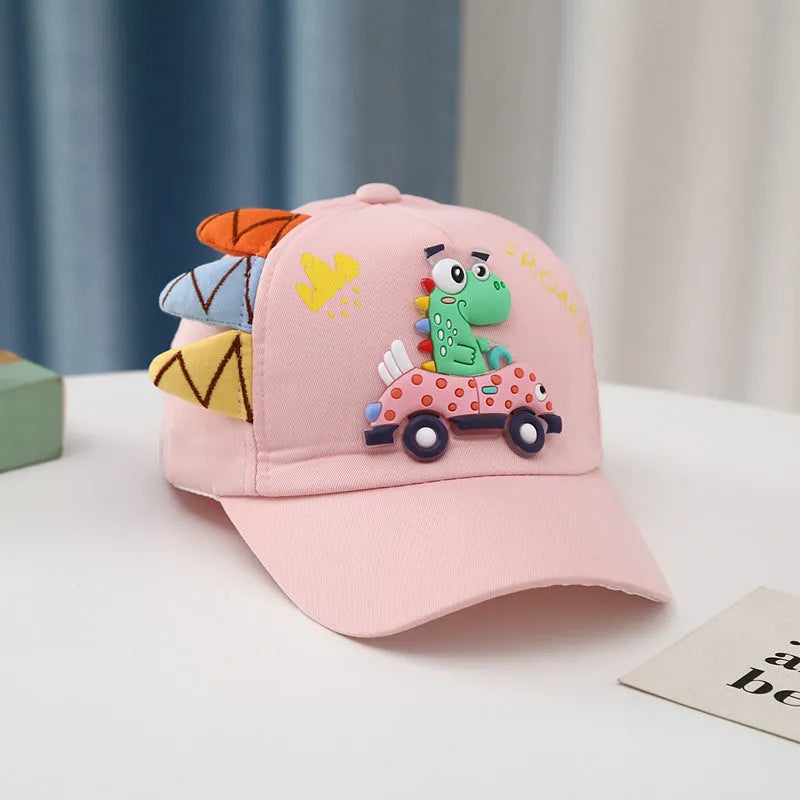 Dinosaur Car Peaked Cap Korean Style Boys And Girls Embroidery - Enfance-Heureuse
