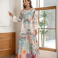 Robe caftan longue élégante à imprimé floral