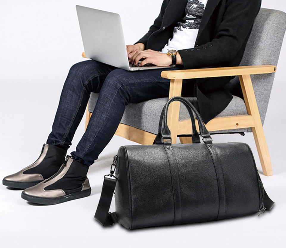 The first layer of leather leisure portable travel bag luggage bag with independent shoes single shoulder diagonal package - Enfance-Heureuse