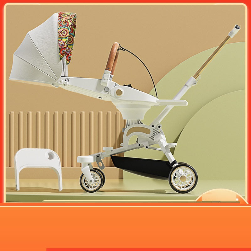 Can Sit And Lie Flat Two-way Folding Lightweight Shock-absorbing High-view Stroller - Enfance-Heureuse