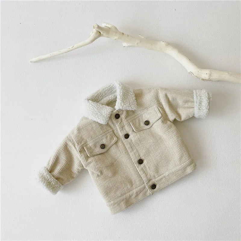 Children's Plush And Thickened Lamb Coat Corduroy Jacket - Enfance-Heureuse