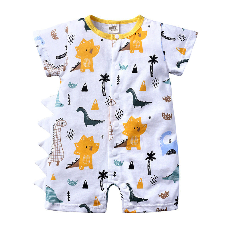 Baby Clothes One-piece Cartoon Dinosaur Short-sleeved Baby Romper - Enfance-Heureuse