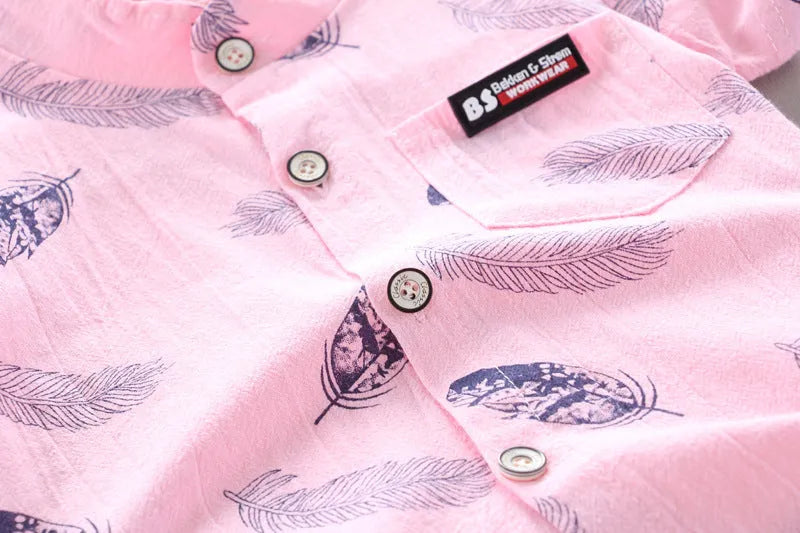 Infantile enfants bébé plume dessin animé chemise à manches courtes Shorts deux pièces costume - Enfance-Heureuse