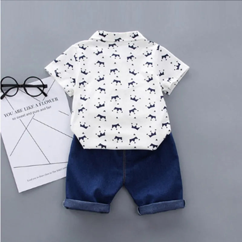 Polo pour enfants Costume d'été Couronne masculine Vêtements pour bébés à manches courtes