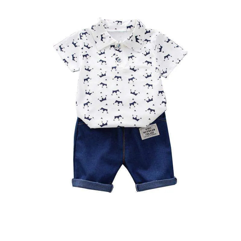 Polo pour enfants Costume d'été Couronne masculine Vêtements pour bébés à manches courtes