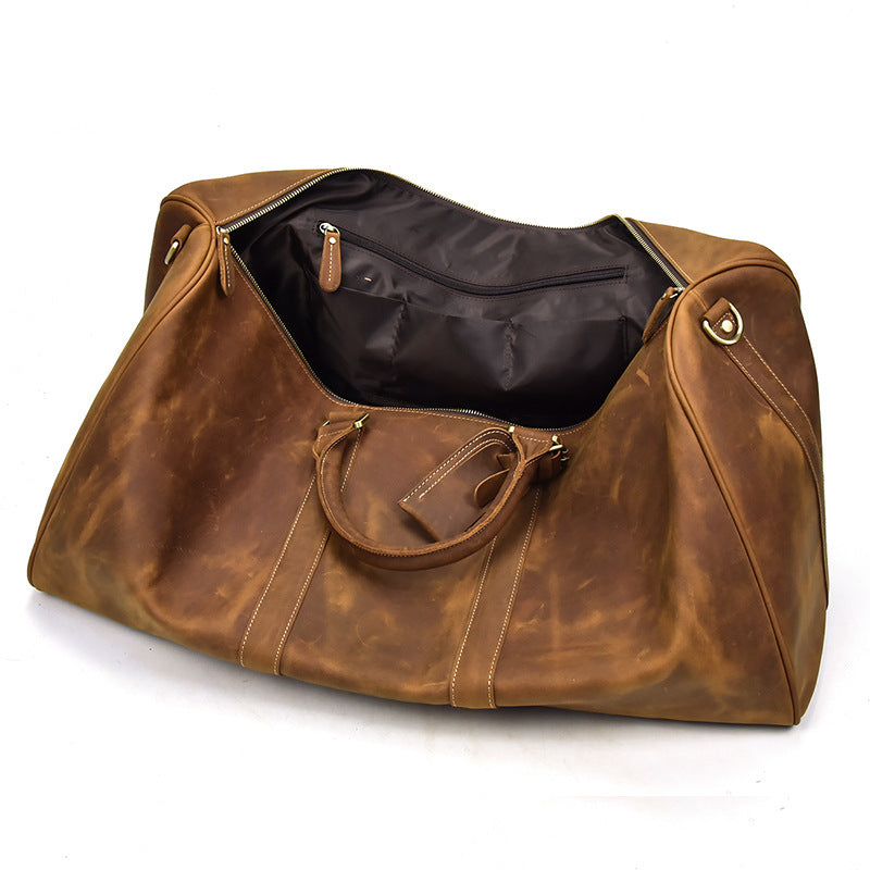 Top Layer Cowhide One-Shoulder Messenger Duffel Bag - Enfance-Heureuse