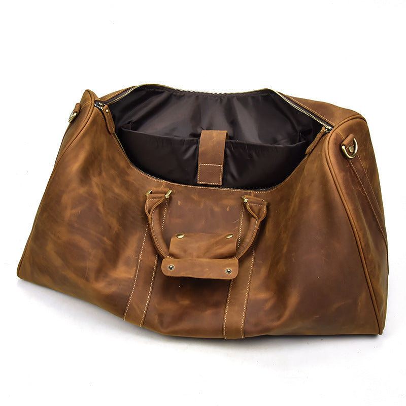 Top Layer Cowhide One-Shoulder Messenger Duffel Bag - Enfance-Heureuse